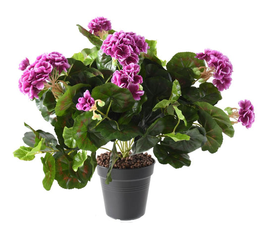 Plante fleurie artificielle - Géranium en piquet - H.35cm violet
