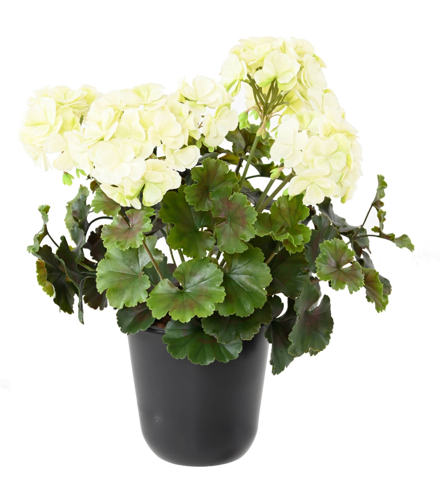 Plante artificielle fleurie Géranium UV 6 têtes - intérieur extérieur - H.35cm blanc