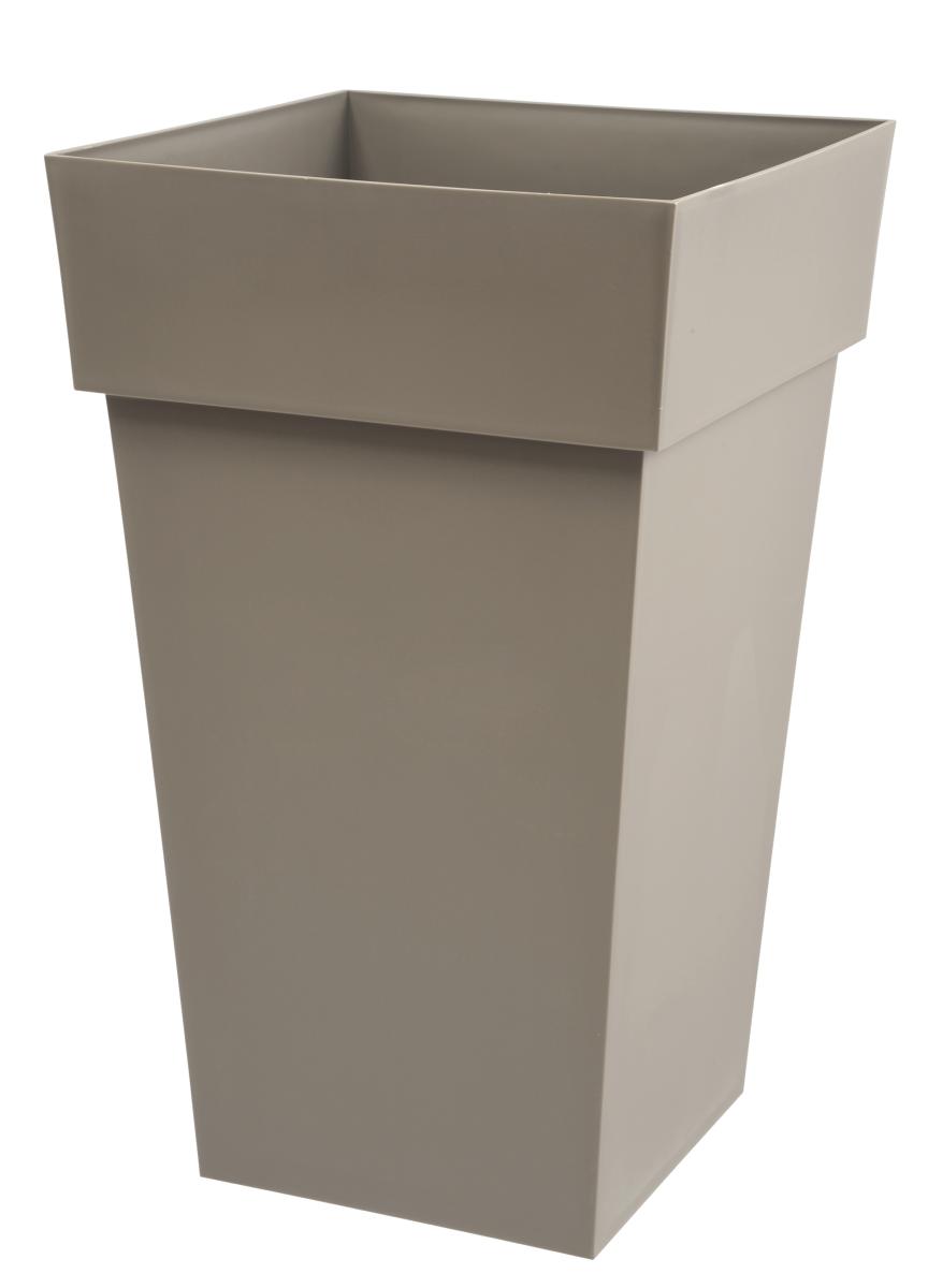 Pot pour fleur Toscane bac carré intérieur extérieur balcon H.65 cm taupe EDA PLASTIQUES