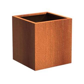 Pot pour fleur bac carré aspect rouillé - intérieur extérieur - 37x37xH.40cm Acier Corten