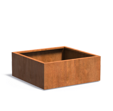 Pot pour fleur bac carré aspect rouillé - intérieur extérieur - L.100xH.40cm Acier Corten