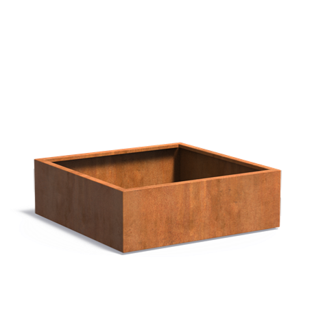 Pot pour fleur bac carré aspect rouillé - intérieur extérieur - L.120xH.60cm Acier Corten