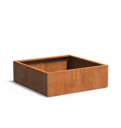 Pot pour fleur bac carré aspect rouillé - intérieur extérieur - L.120xH.40cm Acier Corten