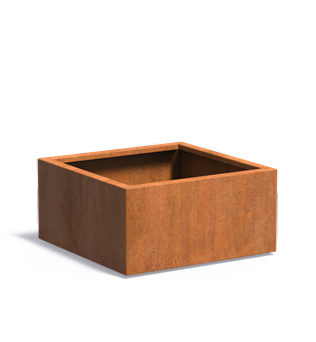 Pot pour fleur bac carré aspect rouillé - intérieur extérieur - L.80xH.40cm Acier Corten