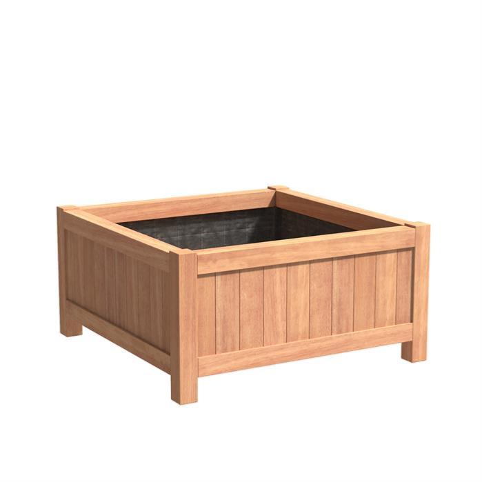 Pot pour fleur bac carré bois exotique Valencia - extérieur jardin - H.60x120cm