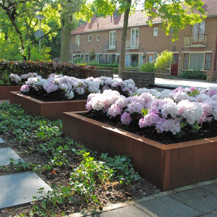 Pot pour fleur bac carré sans fond aspect rouillé - jardin terrasse - L.120xH.80cm Acier Corten