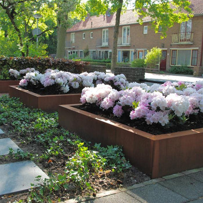 Pot pour fleur bac carré sans fond aspect rouillé - jardin terrasse - L.120xH.80cm Acier Corten