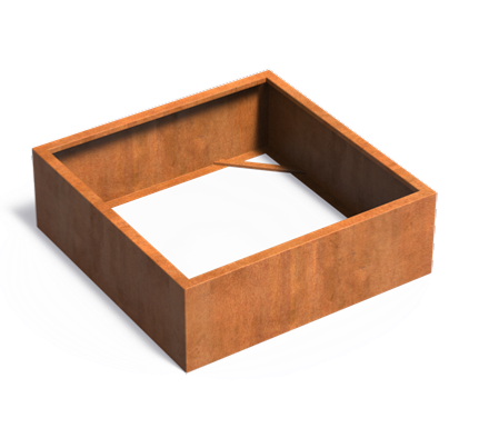 Pot pour fleur bac carré sans fond aspect rouillé - jardin terrasse - L.120xH.40cm Acier Corten