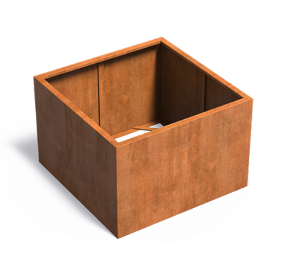 Pot pour fleur bac carré sans fond aspect rouillé - jardin terrasse - L.120xH.80cm Acier Corten