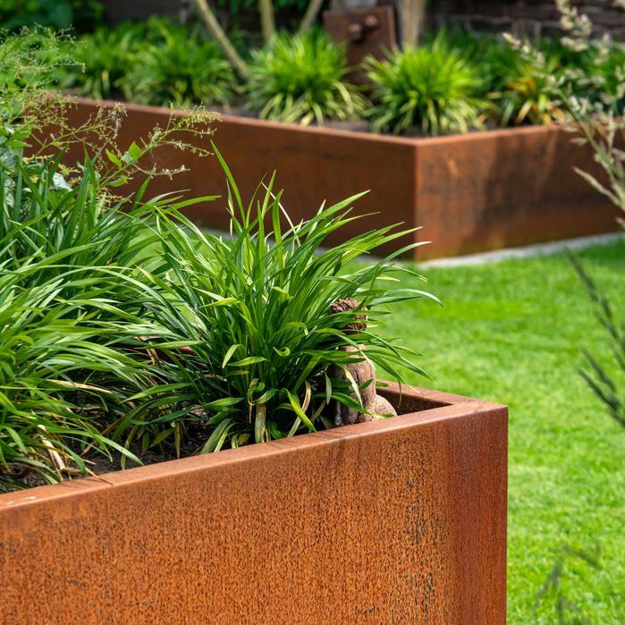 Pot pour fleur bac carré aspect rouillé - intérieur extérieur - 37x37xH.40cm Acier Corten