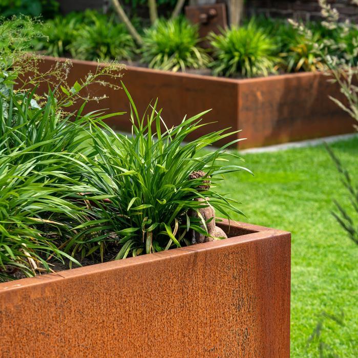 Pot pour fleur bac carré sans fond aspect rouillé - jardin terrasse - L.100xH.80cm Acier Corten