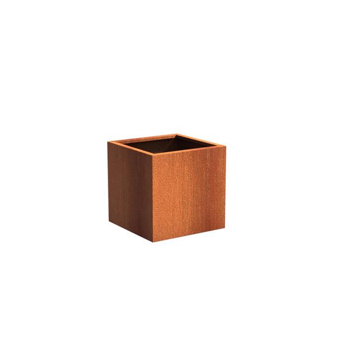 Pot pour fleur bac cube rouillé - extérieur jardin - H.70cm Corten