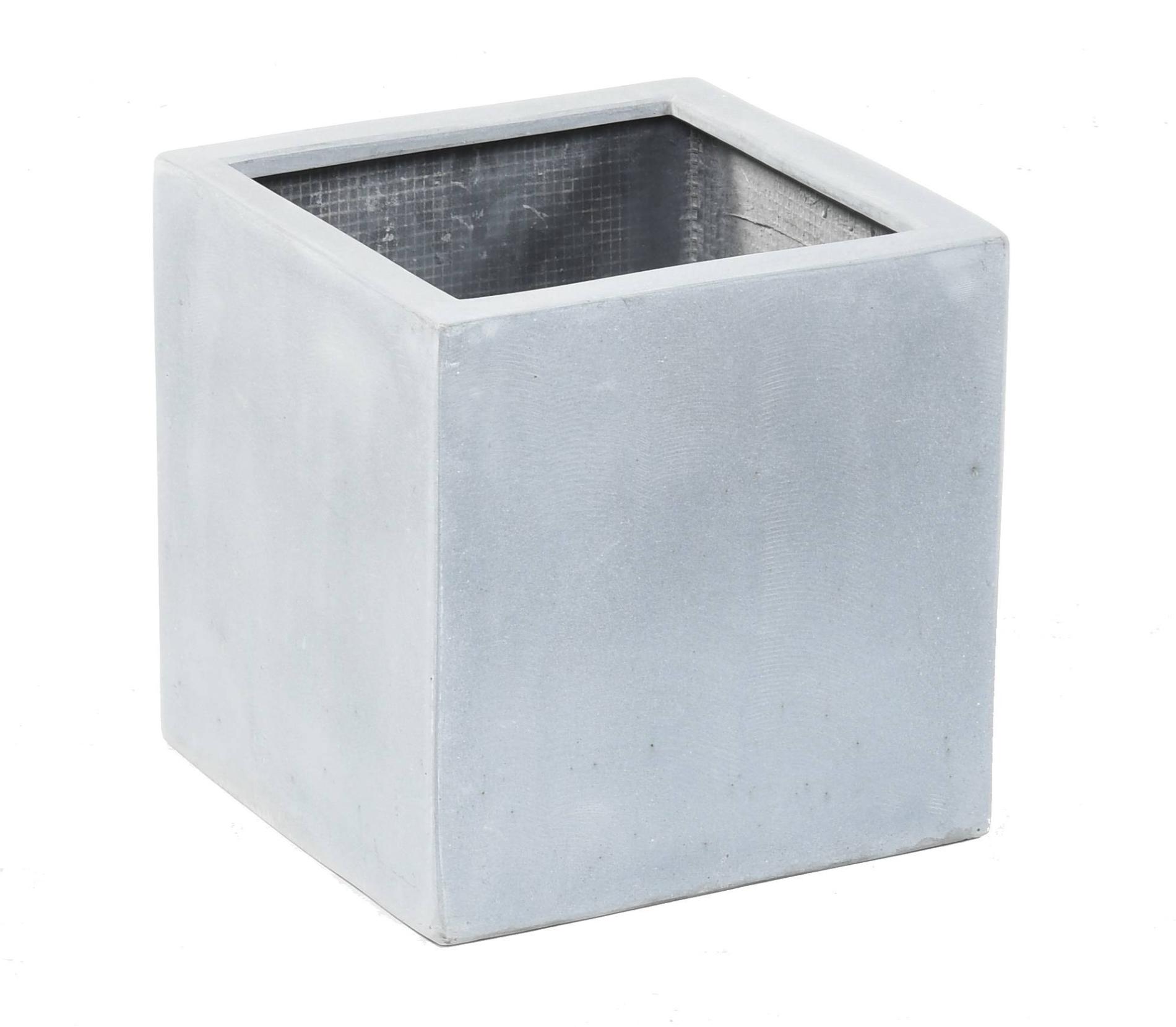 Pot pour fleur bac cube intérieur/extérieur H.30cm gris Fiberstone