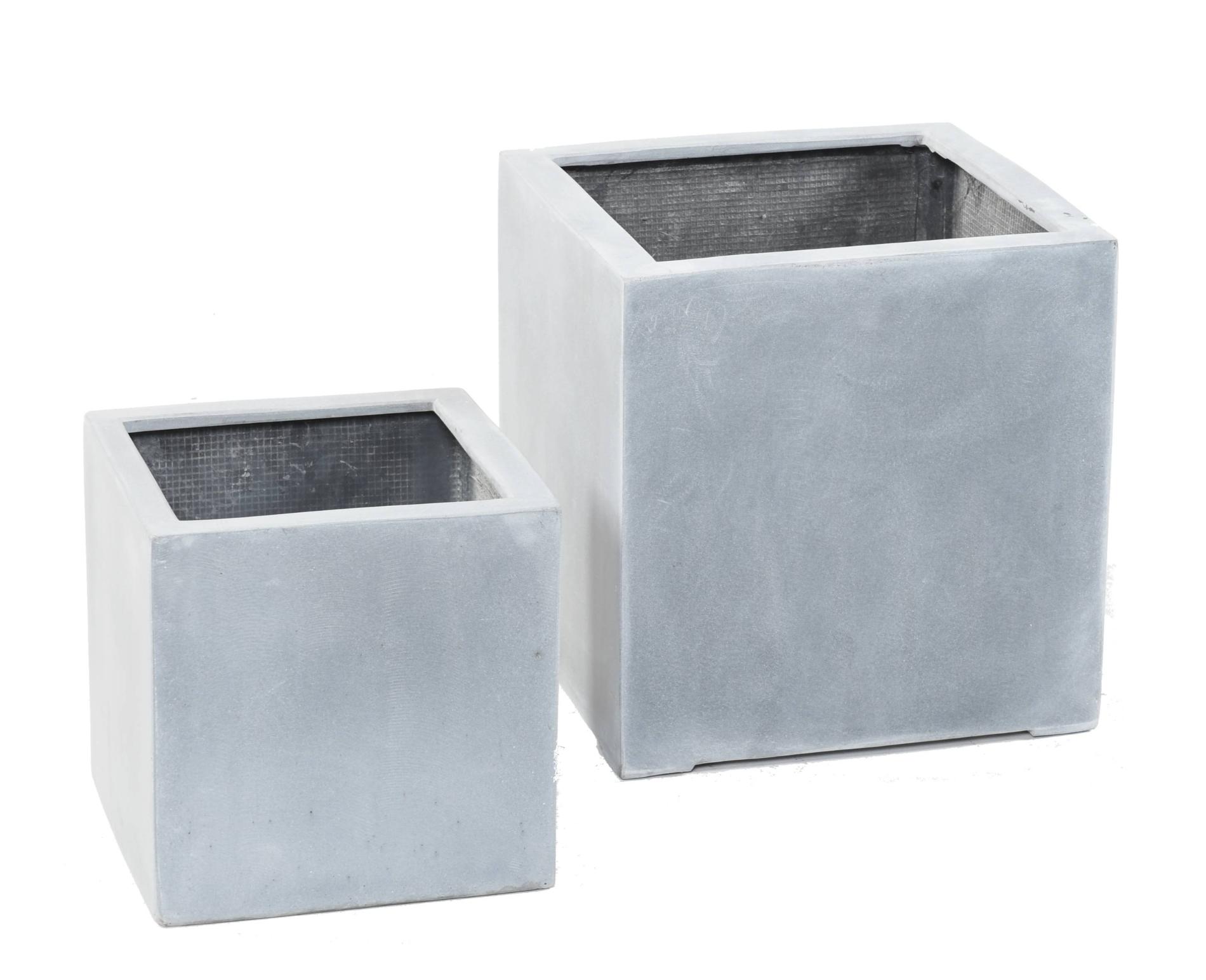 Pot pour fleur bac cube intérieur/extérieur H.30cm gris Fiberstone