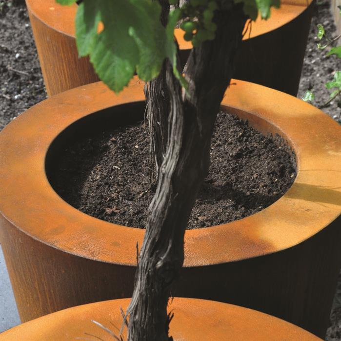 Pot pour fleur bac conique Cado rouillé - extérieur jardin - H.60xØ.120cm Corten