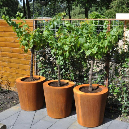 Pot pour fleur bac conique Cado rouillé - extérieur jardin - H.80xØ.120cm Corten