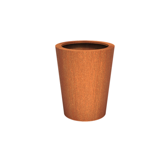 Pot pour fleur bac conique Cado rouillé - extérieur jardin - H.100xØ.80cm Corten