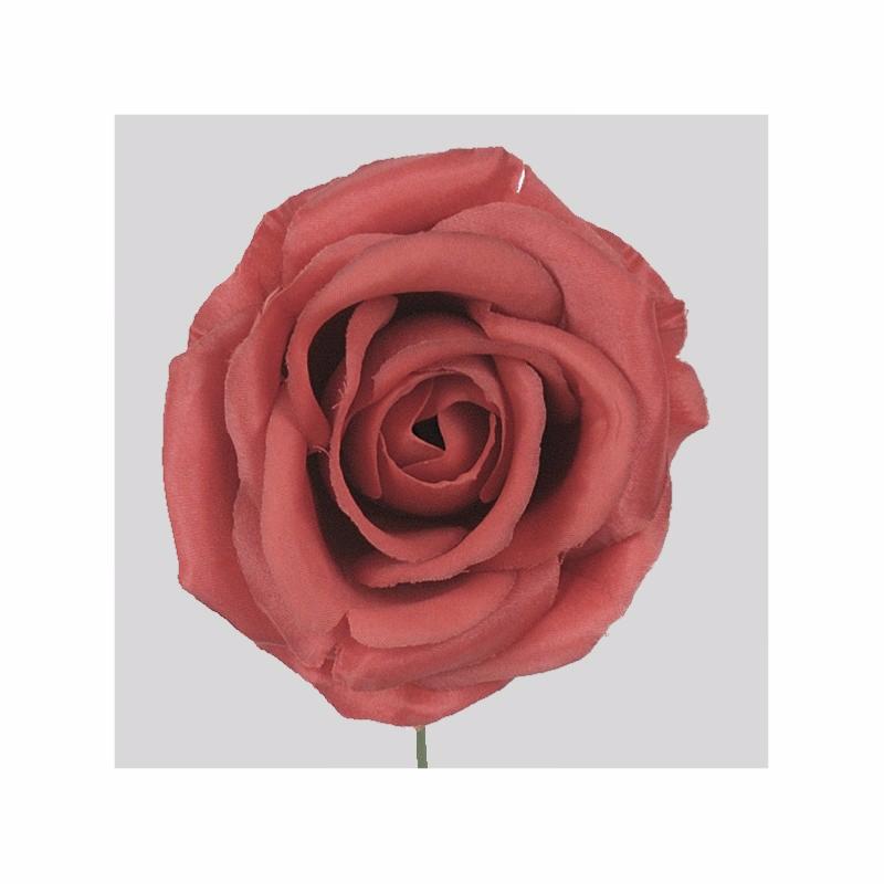 Rose artificielle tige de montage - création composition florale - H. 35cm rouge