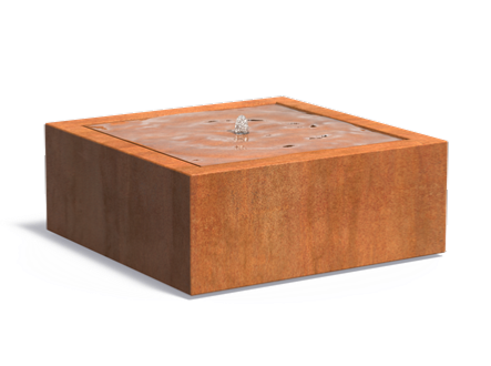 Table d'eau fontaine avec LED - extérieur jardin - 100xH.40cm Acier Corten