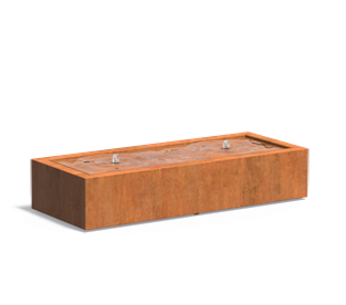 Table d'eau rectangulaire fontaine avec LED - extérieur jardin - 200x80x40cm Acier Corten