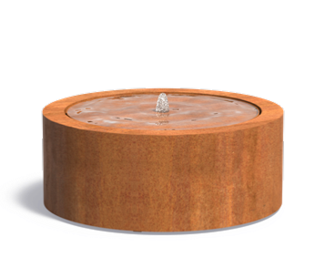 Table d'eau ronde fontaine avec LED - extérieur jardin - Ø.100xH.40cm Acier Corten