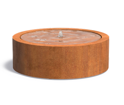 Table d'eau ronde fontaine avec LED - extérieur jardin - Ø.120xH.40cm Acier Corten