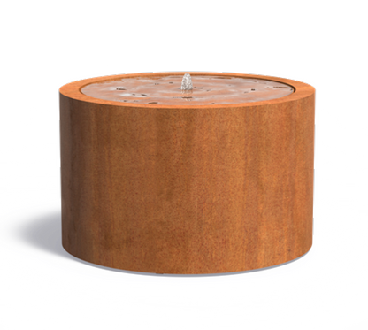 Table d'eau ronde fontaine avec LED - extérieur jardin - Ø.120xH.75cm Acier Corten