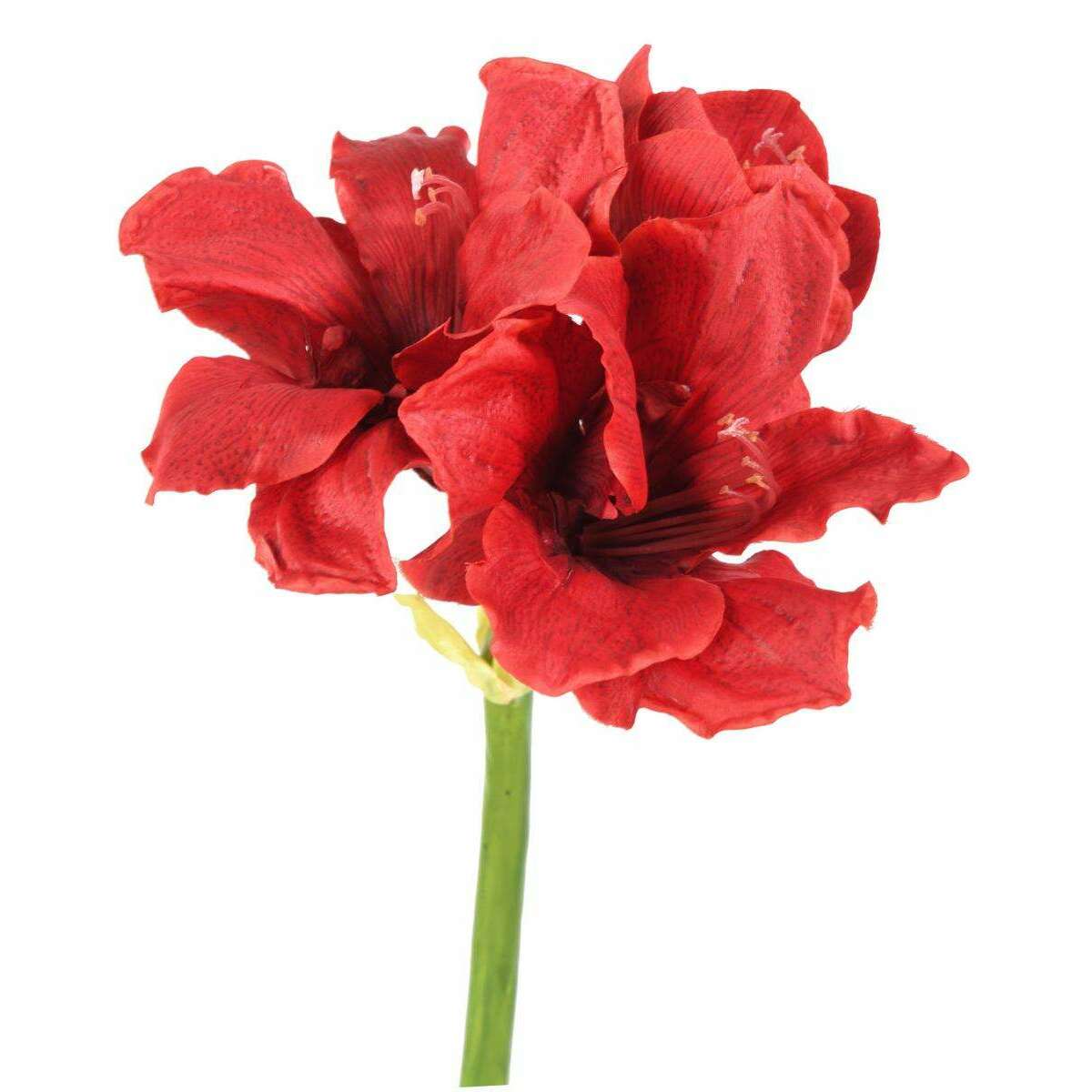 Amaryllis artificielle 2 fleurs 1 bouton - composition florale - H.66 cm rouge