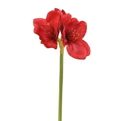 Amaryllis artificielle 2 fleurs 1 bouton - création florale - H.60cm rouge