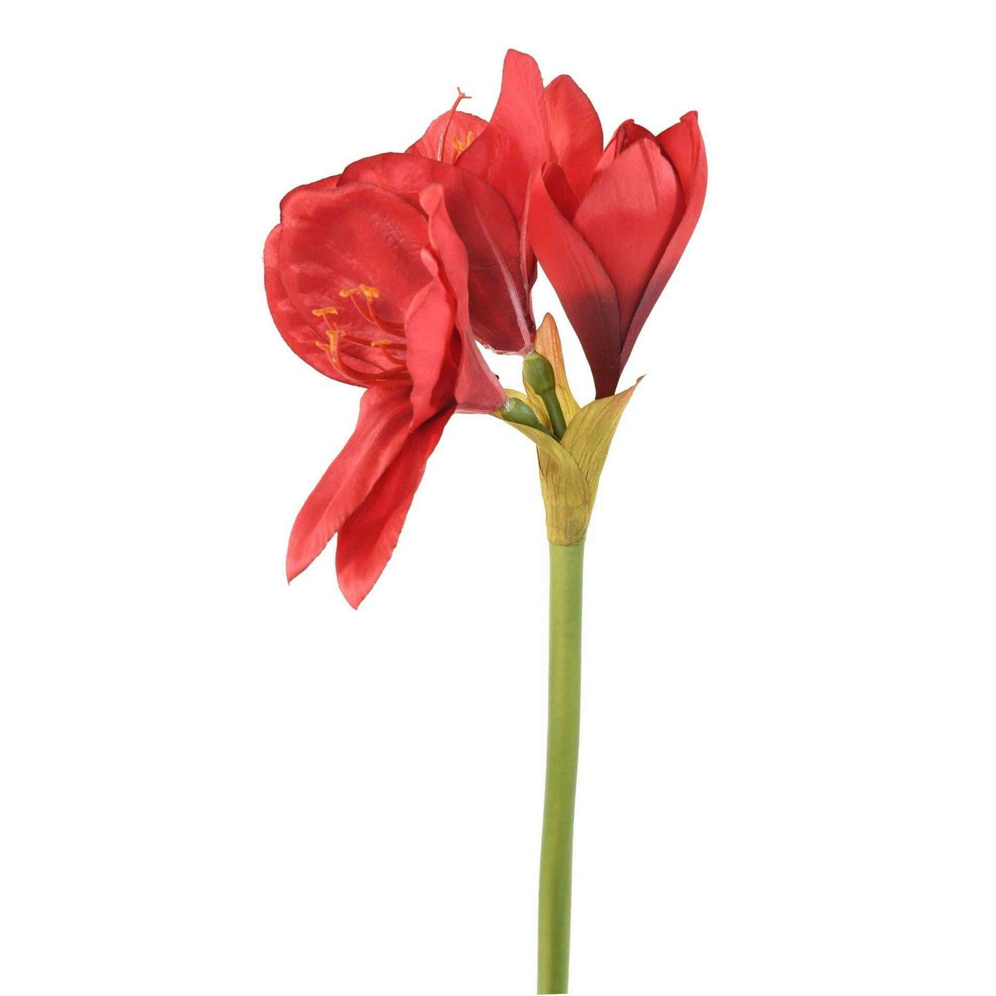 Amaryllis artificielle 2 fleurs 1 bouton - création florale - H.60cm rouge