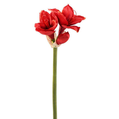 Amaryllis artificielle à la tige 2 fleurs - composition florale - H.75cm rouge