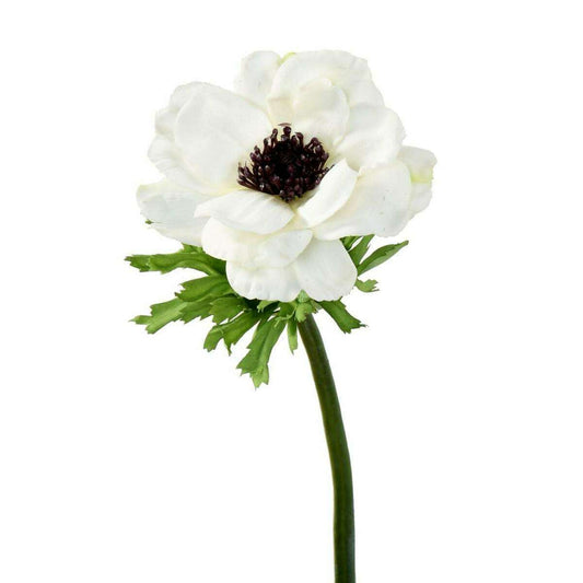 Anémone artificielle fleur coupée - création florale intérieur - H.35cm blanc