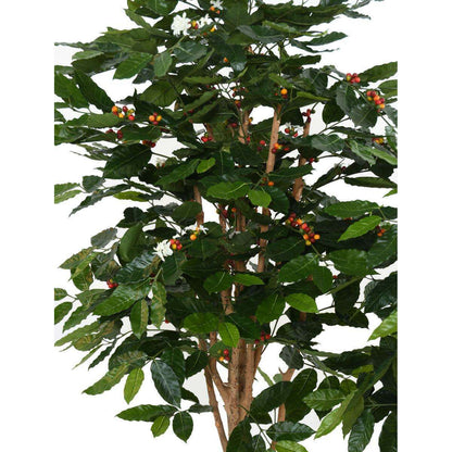 Arbre artificiel Caféier fleurs tronc noueux - plante d'intérieur - H.175cm