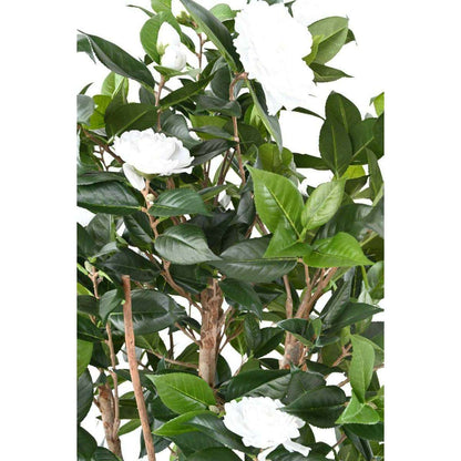 Arbre artificiel Camélia du japon 12 fleurs - intérieur - H.160cm blanc