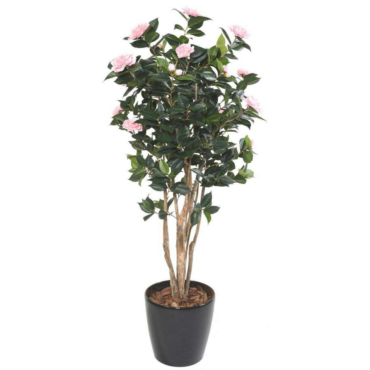 Arbre artificiel Camélia du japon 12 fleurs - intérieur - H.160cm rose