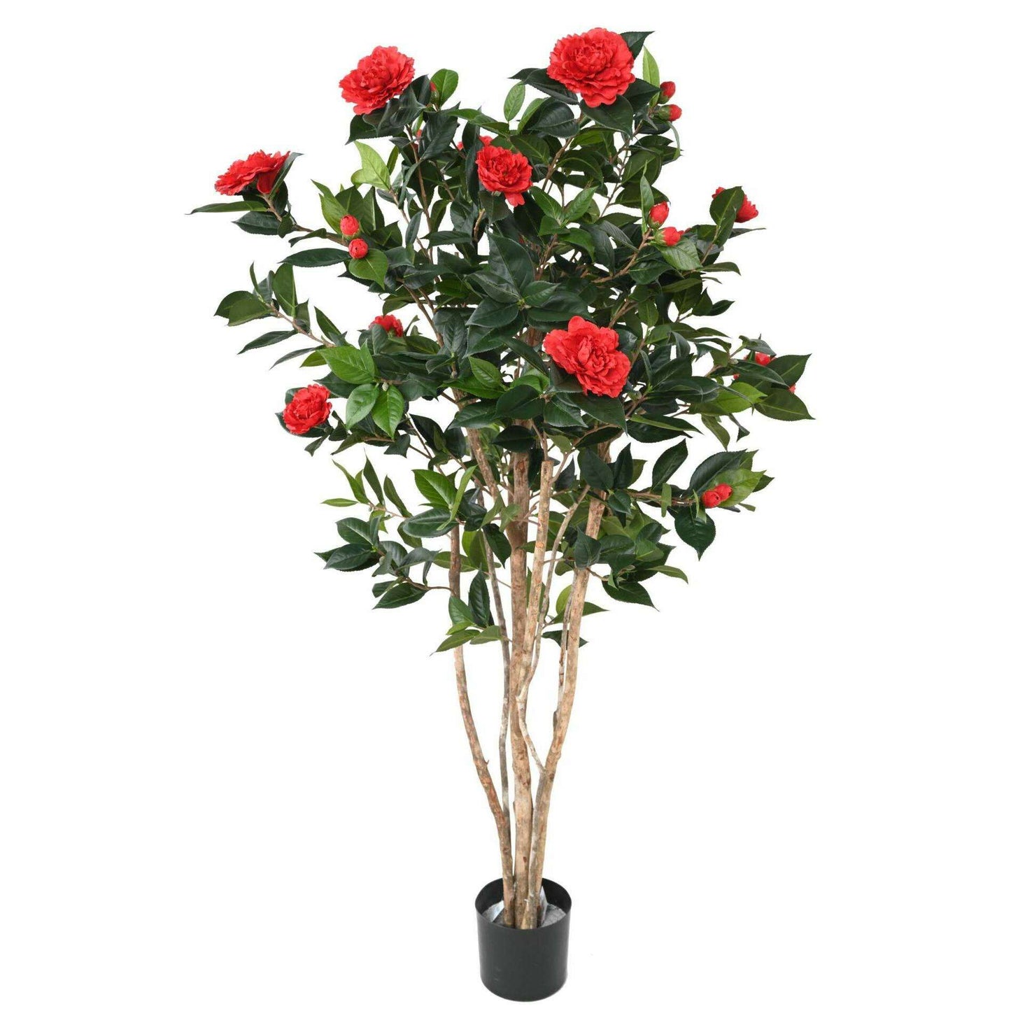 Arbre artificiel Camélia du japon 12 fleurs - intérieur - H.160cm rouge