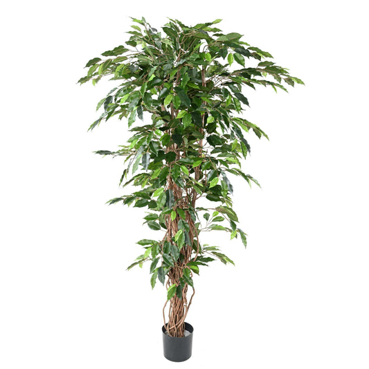 Arbre artificiel Ficus lianes grandes feuilles - plante d'intérieur - H.150cm vert