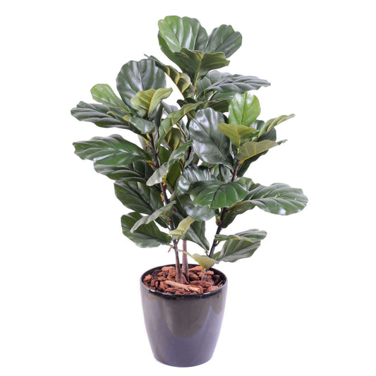 Arbre artificiel Ficus Lyrata - plante synthétique d'intérieur - H.90cm vert