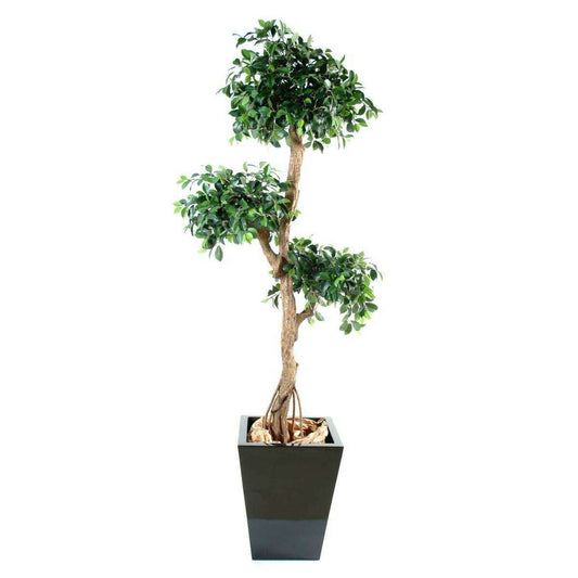 Arbre artificiel Ficus retusa crazy - plante synthétique - H.150cm vert