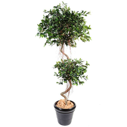 Arbre artificiel Ficus spirale 2 boules - plante d'intérieur - H.180cm vert