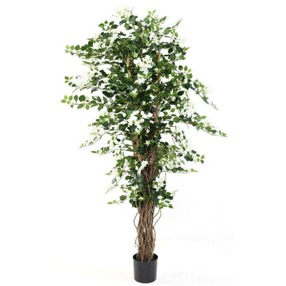 Arbre artificiel fleuri Bougainvillier - plante d'intérieur - H.180cm blanc