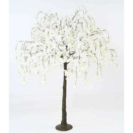 Arbre artificiel fleuri Cerisier 7 branches - plante synthétique - H.200cm blanc