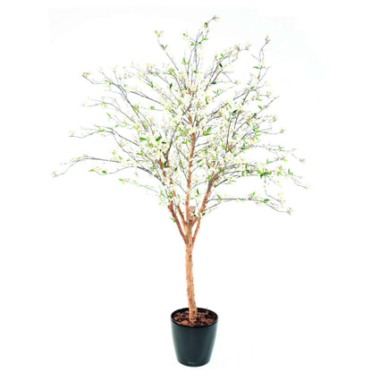 Arbre artificiel fleuri Cerisier en fleur - plante synthétique - H.220cm blanc