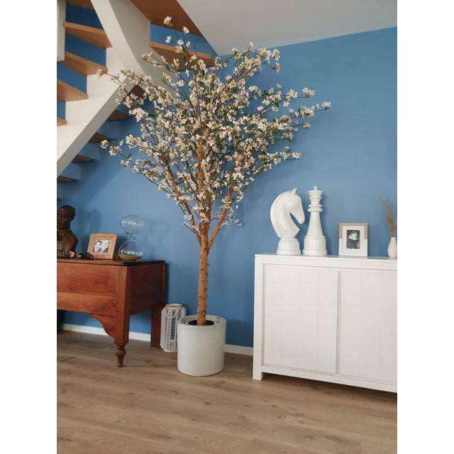 Arbre artificiel fleuri Cerisier en fleur - plante synthétique - H.220cm blanc