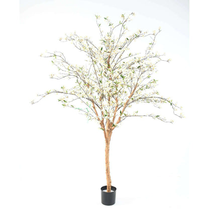 Arbre artificiel fleuri Cerisier en fleur - plante synthétique - H.220cm blanc