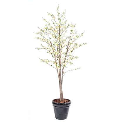 Arbre artificiel fleuri Cerisier en fleurs - plante synthétique - H.210cm blanc