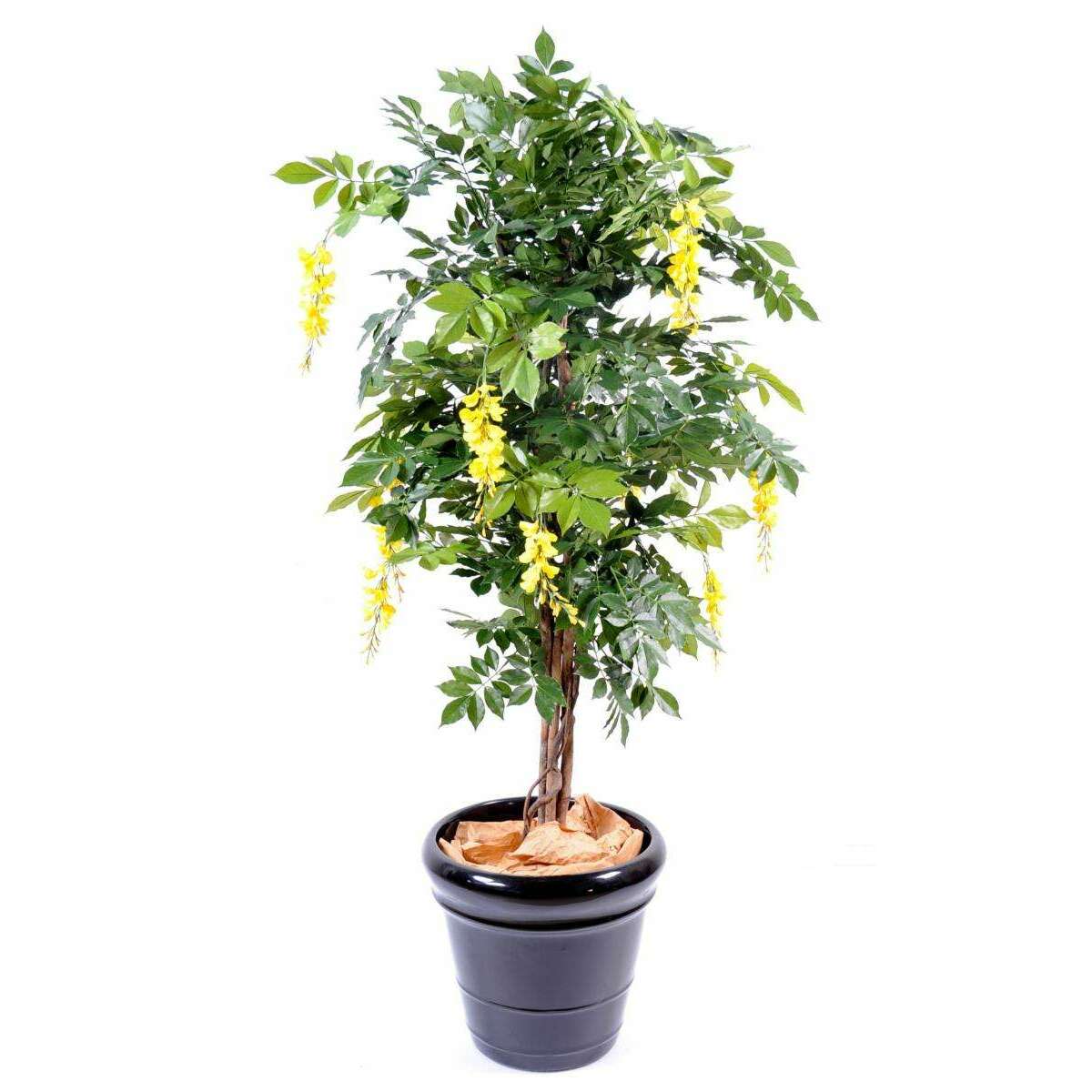 Arbre artificiel fleuri Glycine multi tree - plante d'intérieur - H.110cm jaune