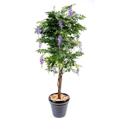 Arbre artificiel fleuri Glycine multi tree - plante d'intérieur - H.110cm parme