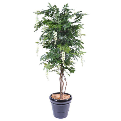 Arbre artificiel fleuri Glycine multi tree -plante d'intérieur - H.110cm blanc