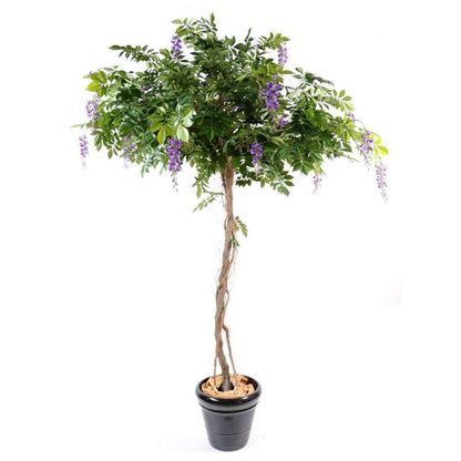 Arbre artificiel fleuri Glycine round - plante d'intérieur - H.235cm lavande